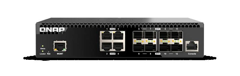 Qnap QSW-M3212R-8S4T, 4 10Gbe SFP+, 8 10Gbe SFP+/RJ45 combo