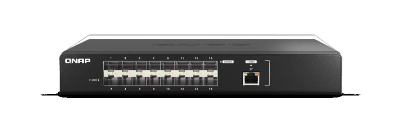 Qnap QSW-M5216-1T, 16-Port 25GbE SFP28 fiber Managed Switch with 10GbE NBASE-T port