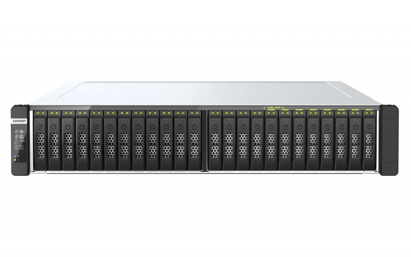 Qnap, TDS-h2489FU-4314-128G, Rack 2U Дисков масив NAS, 2 x Intel® Xeon® Silver 4314 16-core/32-thread processor, up to 3.4 GHz, 128 GB RDIMM DDR4 ECC, 24 x 2.5-inch, 2 x 25GbE SFP28 SmartNIC port, 2x2.5GbE RJ45, 1200W PSU(x2)